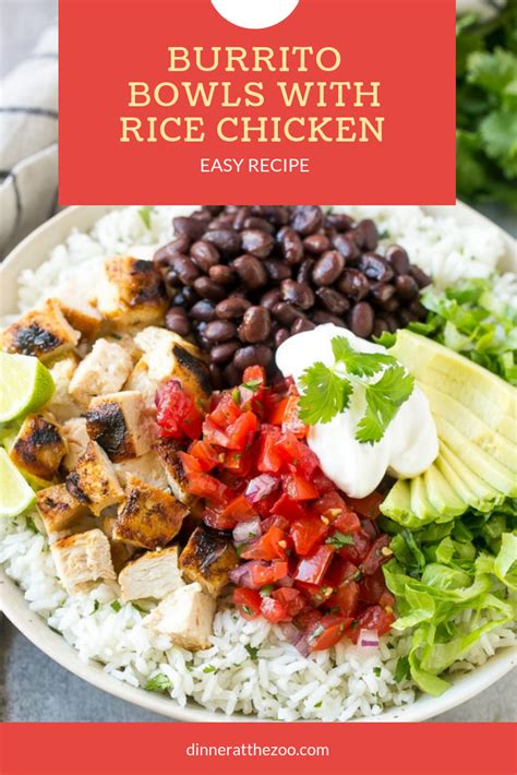 This rice and beans burrito bowl recipe takes just 10 minutes to make and is loaded with tasty rice and beans, avocado, lettuce and more! BURRITO BOWLS WITH RICE CHICKEN - FOOD RECIPES | Easy ...