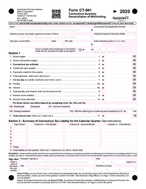 Ct 941 Instructions 2020 2024 Form Fill Out And Sign Printable Pdf