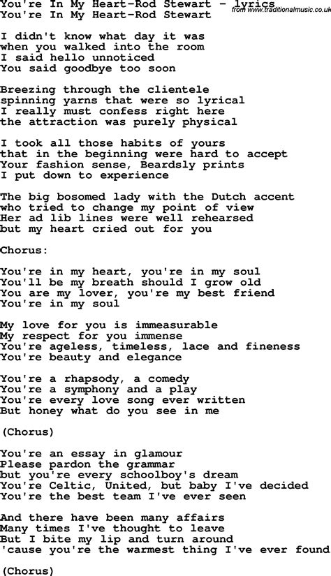 Love Song Lyrics Foryoure In My Heart Rod Stewart