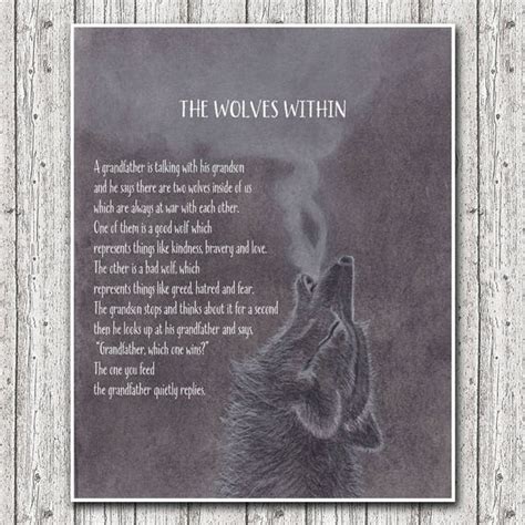The Wolves Within Parable Native American Poem Wolves Within Etsy