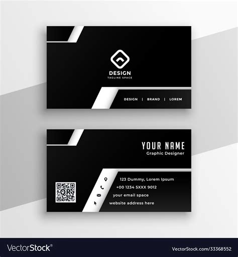 Professional Black And White Business Card Design Vector Image
