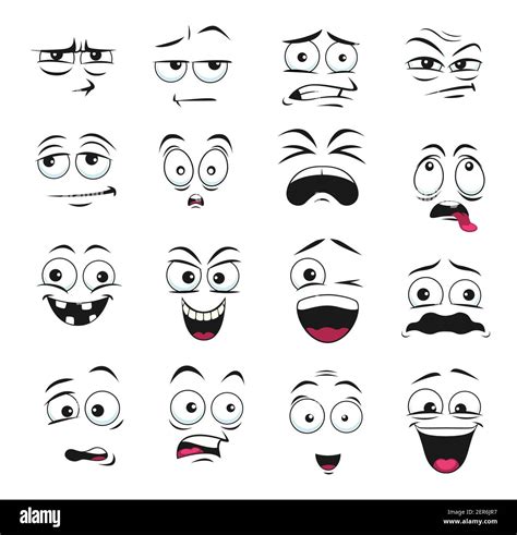 Face Expression Isolated Vector Icons Cartoon Funny Emoji Suspicious