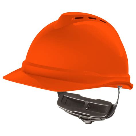 Msa V Gard 500 6 Point Ratchet Hi Vis Orange Hard Hat 10034035