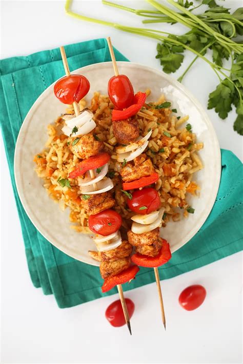 Spiced Chicken Kabobs Over Moroccan Celeriac Rice Inspiralized
