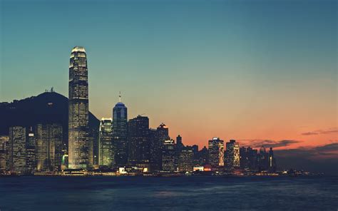 1073782 Sunset Sea City Cityscape Hong Kong Night Water Urban