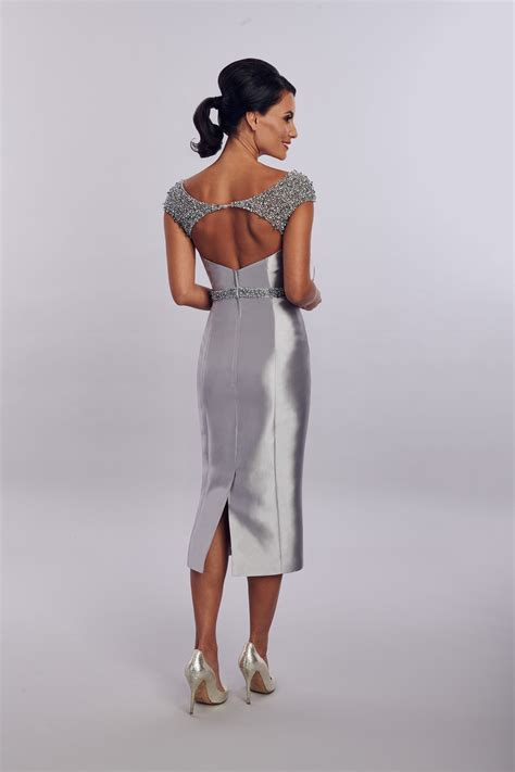 grey pencil evening wear cocktail dresssilver grey pencil dress with heavily beaded keyhole