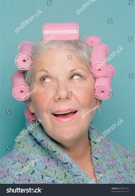 Senior Woman Wearing Hair Rollers Stock Photo 65851276 Shutterstock
