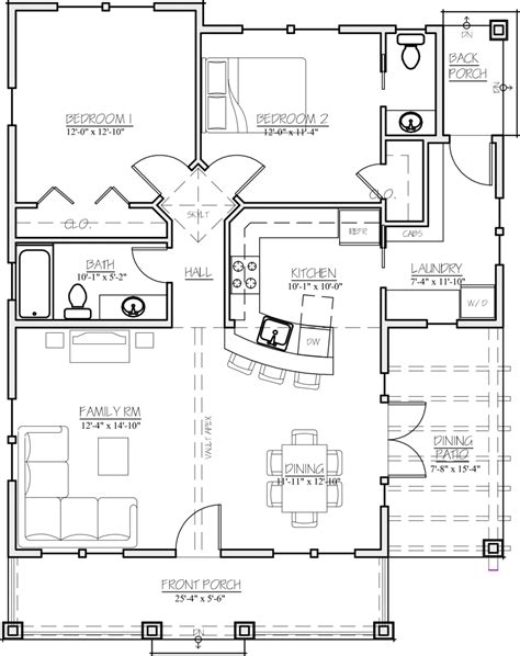 Craftsman Style House Plan 2 Beds 15 Baths 1044 Sqft Plan 485 3