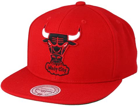 Chicago Bulls Wool Solid Red Snapback Mitchell And Ness Caps