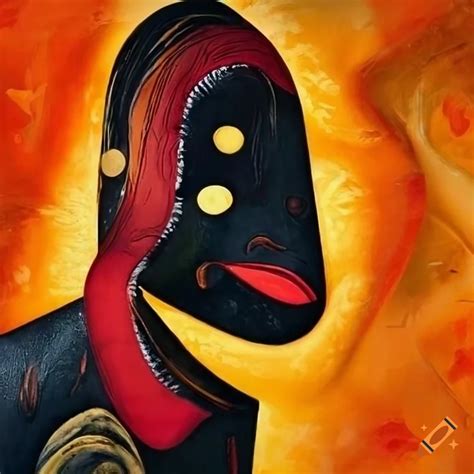 Abstract Picasso Style Artwork Of A Black African Tribe