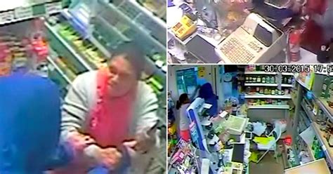 Video Shows Heroic Moment Female Shopkeeper Grabs Knife Wielding Robber And Drags Him Out Of Her