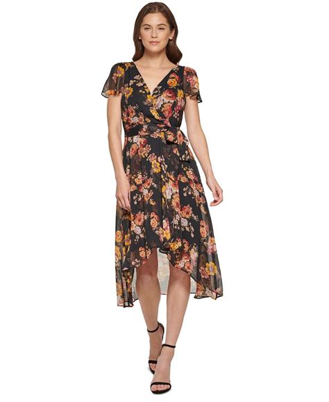 Dkny Floral Print Flutter Sleeve Midi Dress And Reviews Dresses Women