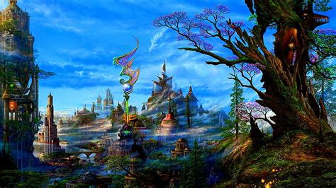 Free Download Hd Wallpaper Enchanted City Fantasy Art Artistic