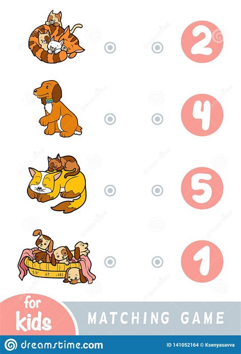 Matching Game For Children Count How Many Dogs And Cats