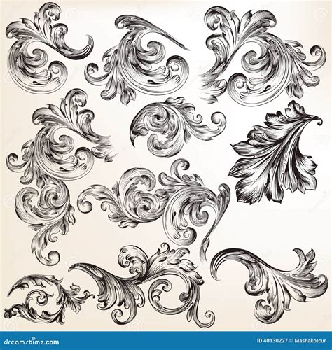 Collection Of Vector Decorative Vintage Swirls For Design Stock Vector