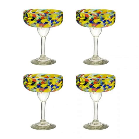 amici home authentic mexican handmade carnaval margarita glass 15oz set of 4