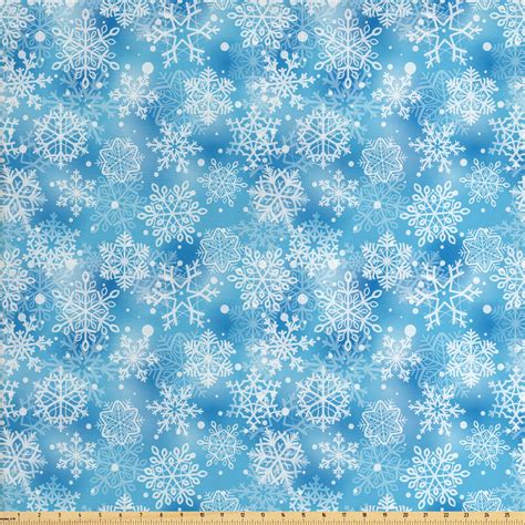 Snowflake Fabric By The Yard Pattern Of Winter Motifs Cold Weather