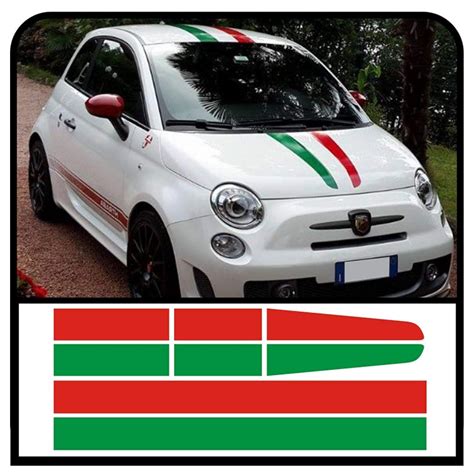 Stickers For Fiat 500 Kit Bands Italian Flag Hood Roof And Trunk