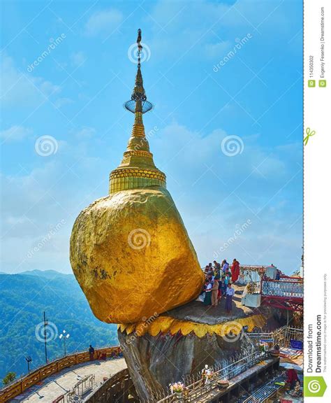 Buddhist Devotees At Golden Rock Myanmar Editorial Photography Image Of Ancient Forest