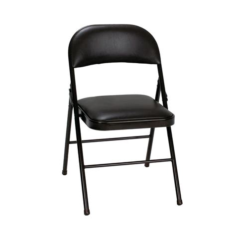 Folding chairs are comfortable, easy to transport, and are a great option for several different situations. Cosco Black Vinyl Padded Seat Folding Chair (Set of 2 ...