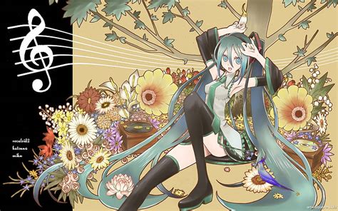 Miku Hatsune Vocaloid Flowers Anime Hd Wallpaper Peakpx