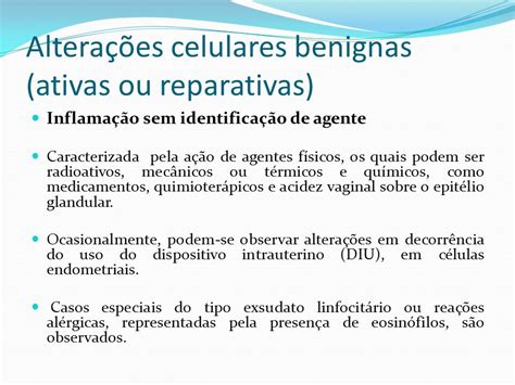 Preventivo Alterações Celulares Benignas Reativas Ou Reparativas Inflamação