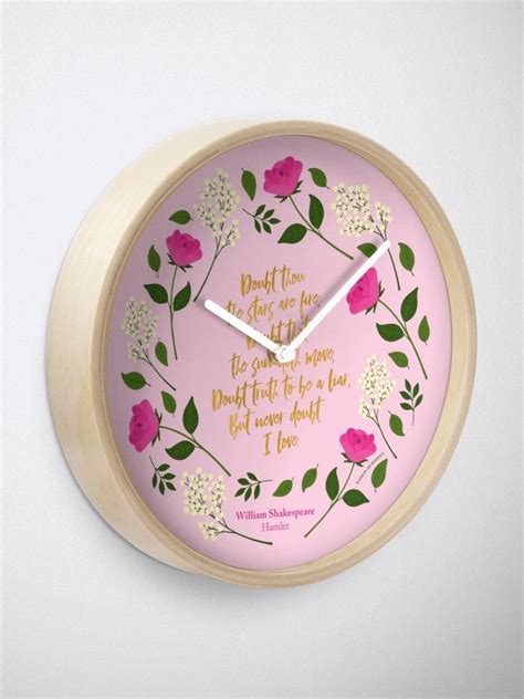 Pink Purple Floral William Shakespeare Never Doubt I Love Clock