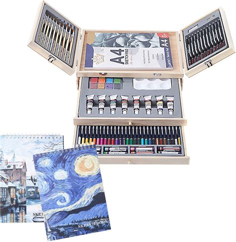 Professional Art Set 85 Piece With 3 X 50 Page Drawing Pad Deluxe Art