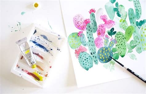 12 Easy Watercolour Painting Tutorials For Beginners Cactus Painting