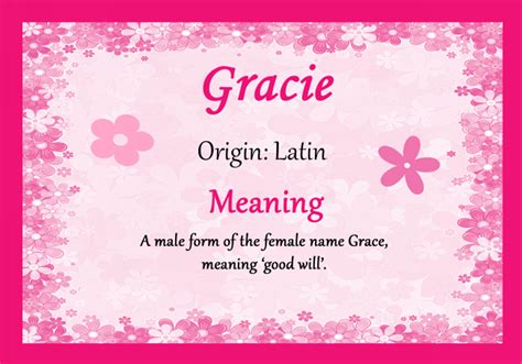 Grace Personalised Name Meaning Certificate The Card Zoo