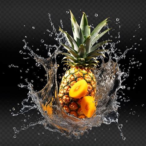 Premium Psd Sliced Pineapple Water Splash Isolated
