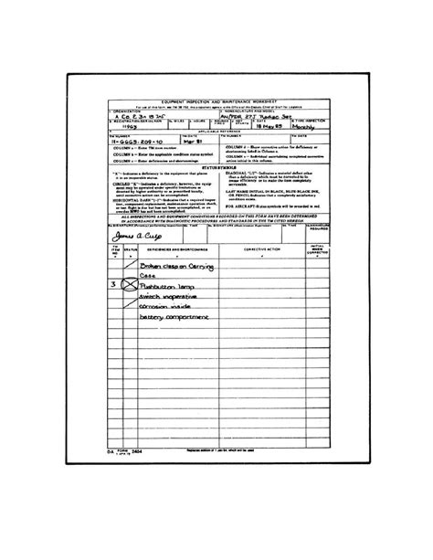 Figure 7 Da Form 2404 Used For Inspection