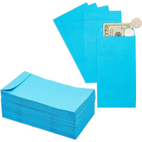 100 pack kraft currency envelopes for cash t cards money coins blue 3 5 x 6 5 inches