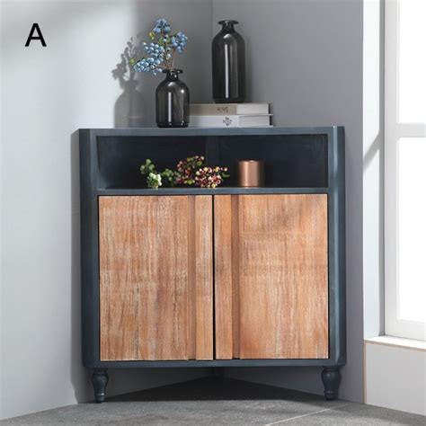 Luxury Modern Corner Cabinet Blue Accent Cabinet Triangle Rustic 2