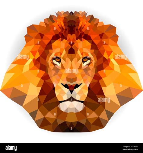 Geometric Polygon Lion Head In Triangle Style Vector Stock Vector
