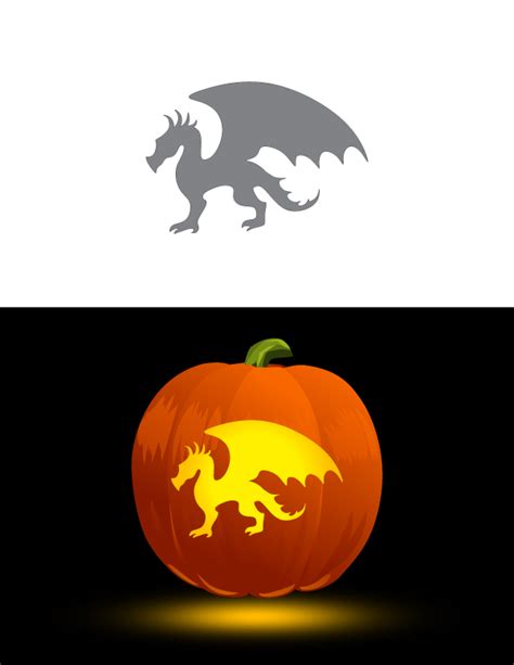 Printable Simple Dragon Pumpkin Stencil