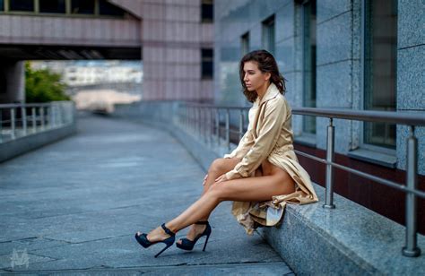 Wallpaper Sitting Mihail Gerasimov High Heels Women Outdoors Tanned X Montana