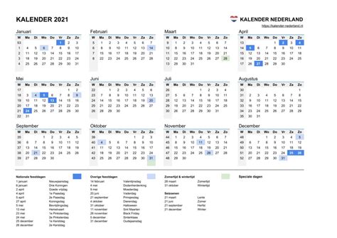 Kalender 2021 • Kalender Nederland