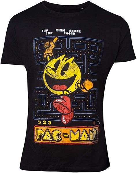 Pac Man T Shirt Homme Retro Game Look Coton Noir Xxl Amazonfr
