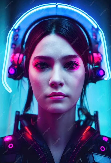 Premium Photo Fictional Portrait Of A Scifi Cyberpunk Girl Hightech