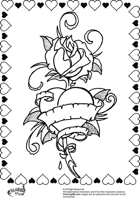 Rose Valentine Heart Coloring Pages | Team colors