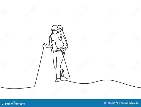 One Line Drawing Of Traveler Walking Continuous Design Person Doing