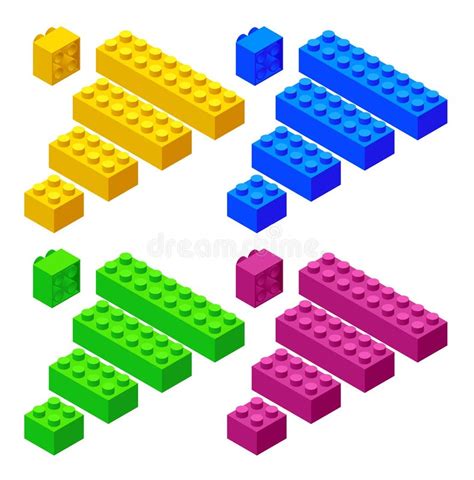 isometric plastic toy blocks isolated on white background plastic construction blocks vector