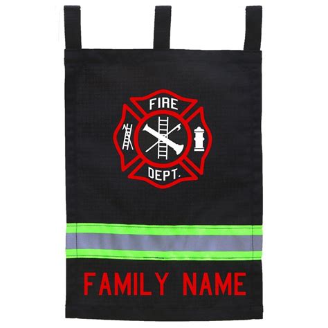 Firefighter Personalized Black Yard Flag Red Maltese Cross And Name