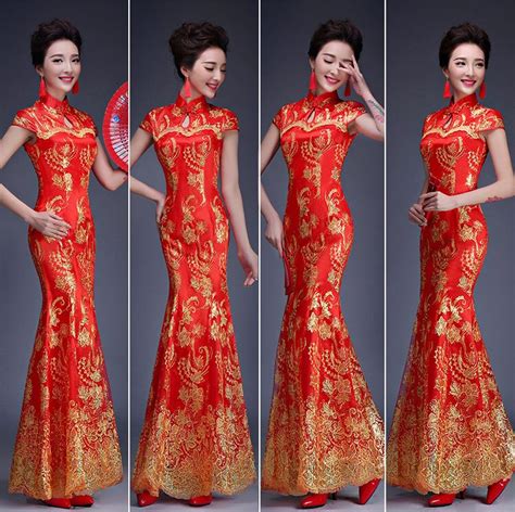 Red Omen Bride Wedding Dress Long Female Chinese Traditional Dress