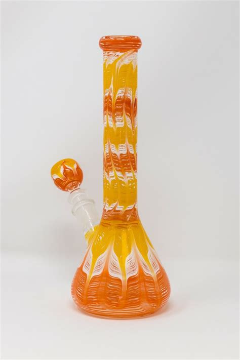 Hookah Water Pipe Heavy Glass Orange Crush Designer Tobacco Beaker