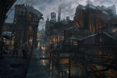 Ghetto Dmitry Zaviyalov Steampunk City Fantasy Landscape Fantasy City