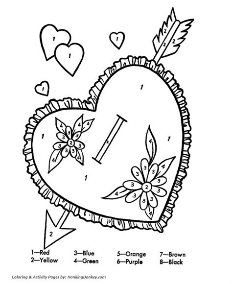 Valentineands Cards Coloring Page By Number Valentine Heart Coloring Home