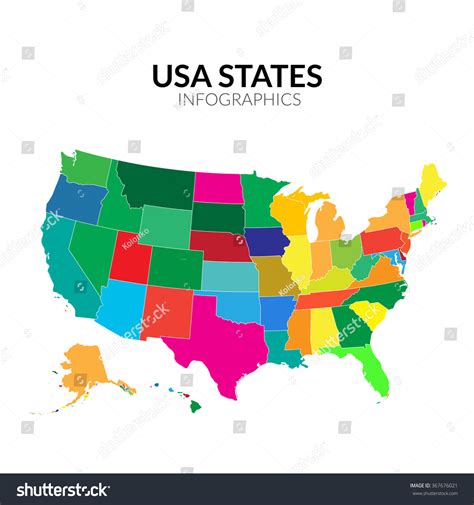 Colorful America Usa Map States Vector Stock Vector Royalty Free
