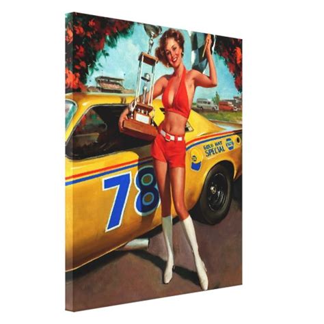 Vintage Retro Gil Elvgren Car Race Pin Up Girl Canvas Print Zazzle